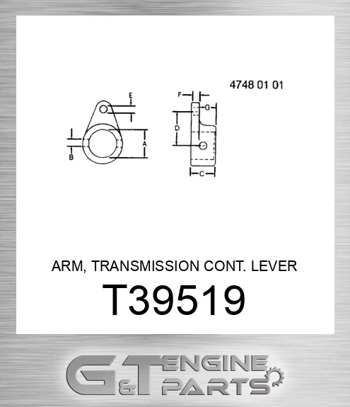 T39519 ARM, TRANSMISSION CONT. LEVER