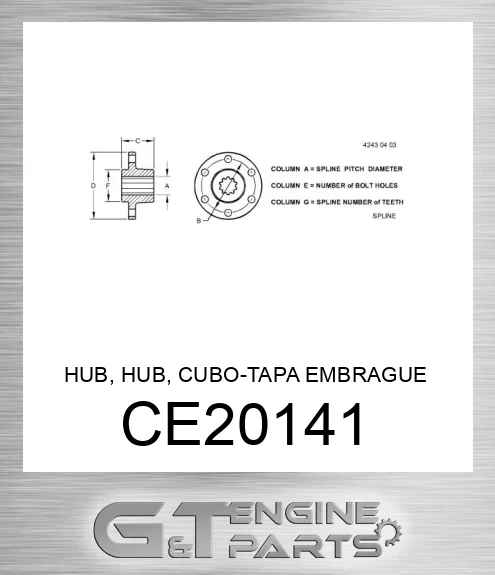 CE20141 HUB, HUB, CUBO-TAPA EMBRAGUE