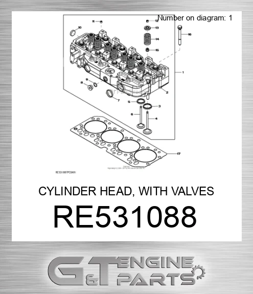 RE531088 CYLINDER HEAD, WITH VALVES