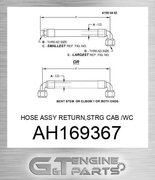 AH169367 HOSE ASSY RETURN,STRG CAB /WC FLTR