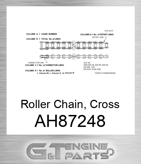 AH87248 Roller Chain, Cross Auger/Shoe/Straw Walker Drive for Combine,