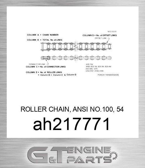 AH217771 ROLLER CHAIN, ANSI NO.100, 54 LINKS