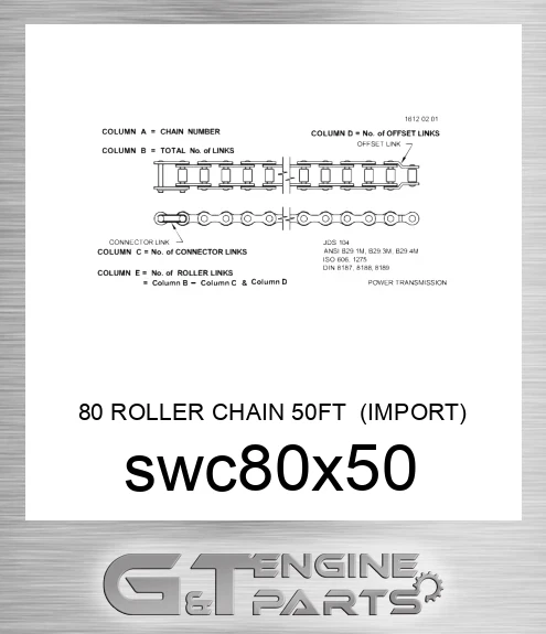 SWC80X50 80 ROLLER CHAIN 50FT IMPORT