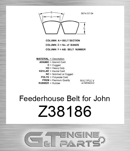 Z38186 Feederhouse Belt for Combine,