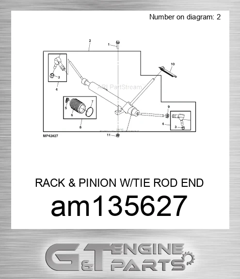 AM135627 RACK & PINION W/TIE ROD END