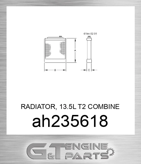 AH235618 RADIATOR, 13.5L T2 COMBINE RADIATOR