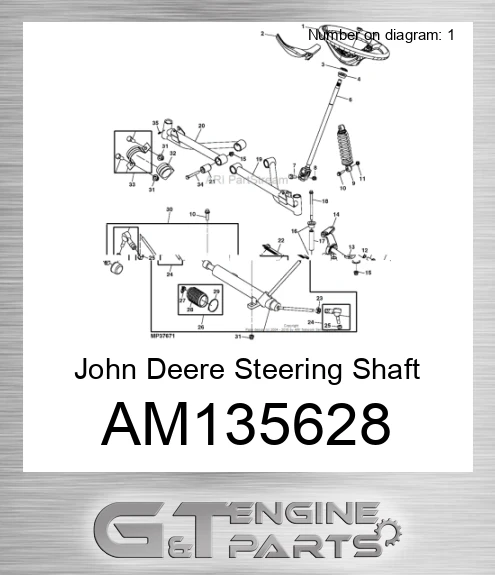 AM135628 John Deere Steering Shaft AM135628