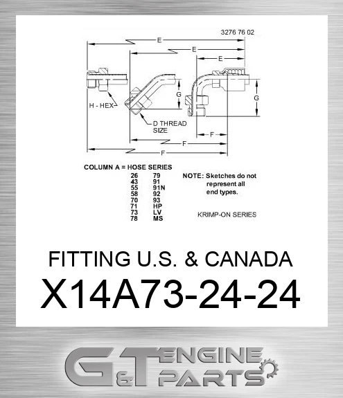 X14A73-24-24 FITTING U.S. & CANADA