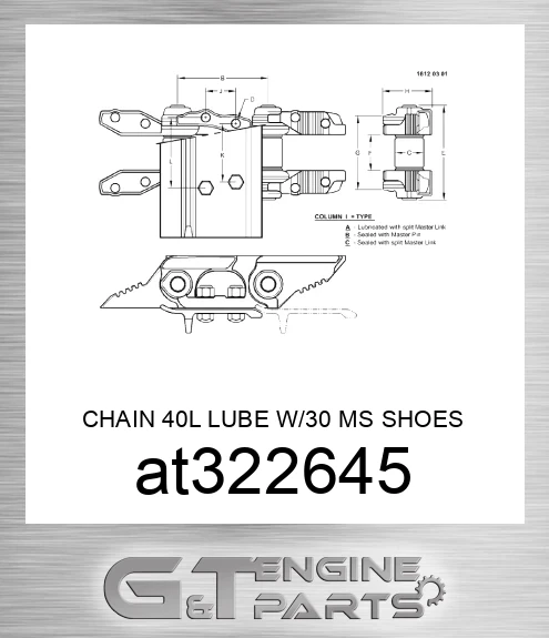 AT322645 CHAIN 40L LUBE W/30 MS SHOES SC2 CL