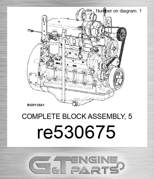 RE530675 COMPLETE BLOCK ASSEMBLY, 5 CYL 20