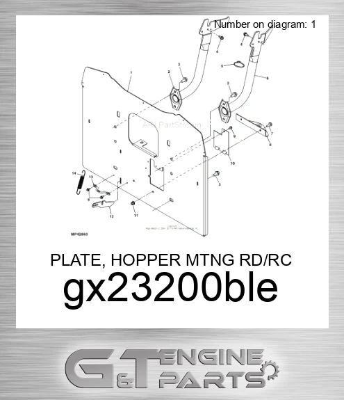 GX23200BLE PLATE, HOPPER MTNG RD/RC PAINTED