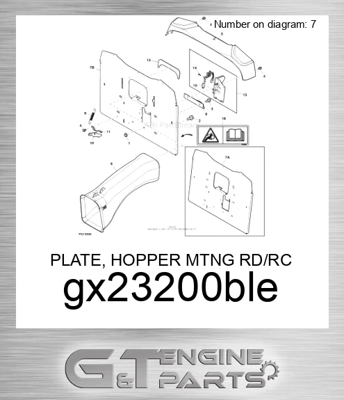 GX23200BLE PLATE, HOPPER MTNG RD/RC PAINTED
