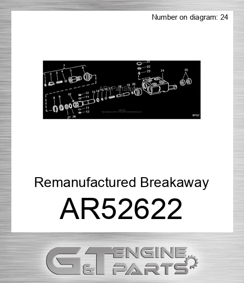 AR52622 Remanufactured Breakaway Coupler - Left Hand for Tractor, AR52622