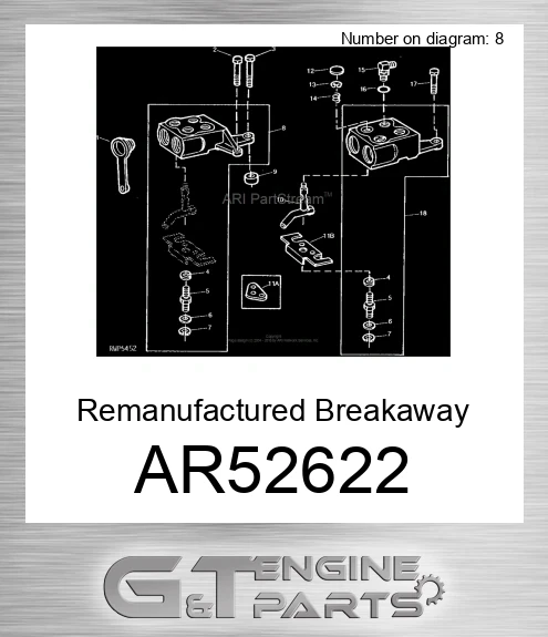 AR52622 Remanufactured Breakaway Coupler - Left Hand for Tractor, AR52622
