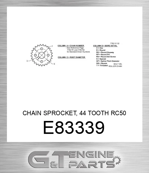 E83339 CHAIN SPROCKET, 44 TOOTH RC50