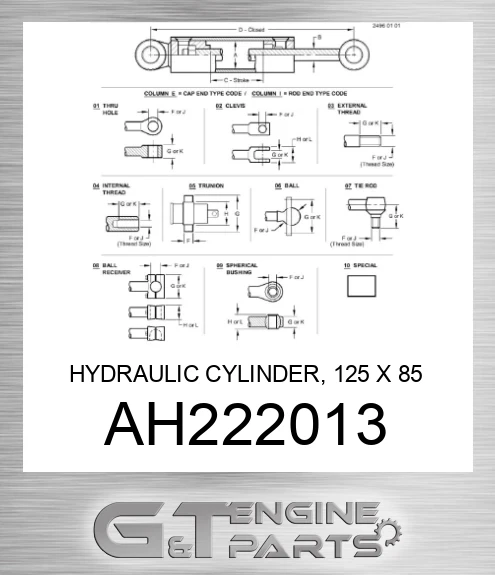 AH222013 HYDRAULIC CYLINDER, 125 X 85 2628
