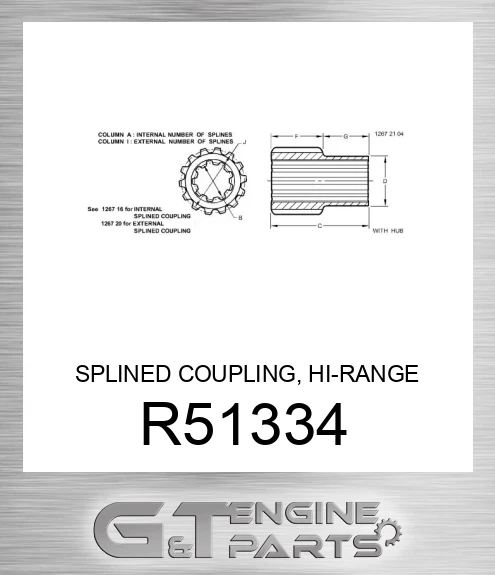 R51334 SPLINED COUPLING, HI-RANGE CLUTCH