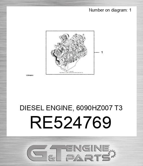 RE524769 DIESEL ENGINE, 6090HZ007 T3
