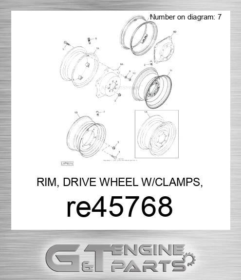 RE45768 RIM, DRIVE WHEEL W/CLAMPS, W12-24