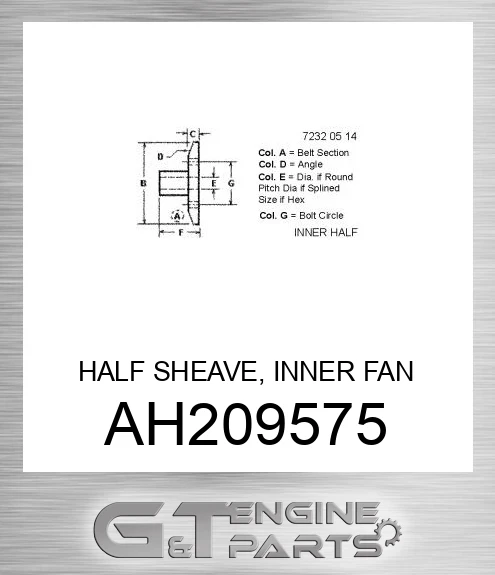 AH209575 HALF SHEAVE, INNER FAN DRIVEN-ASSY
