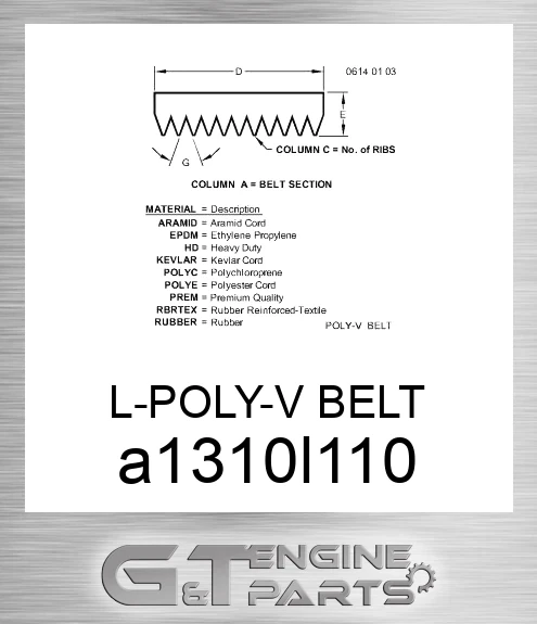 A-1310L110 L-POLY-V BELT