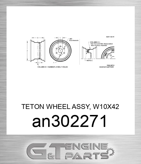 AN302271 TETON WHEEL ASSY, W10X42