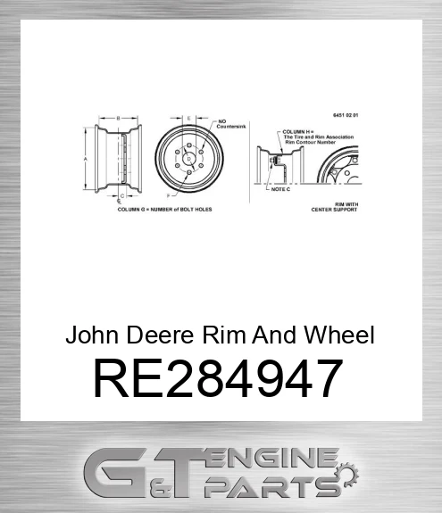 RE284947 Rim And Wheel Center