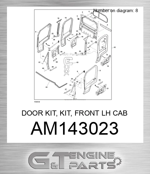 AM143023 DOOR KIT, KIT, FRONT LH CAB DOOR FR