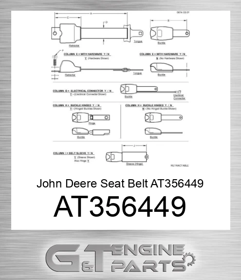 AT356449 John Deere Seat Belt AT356449