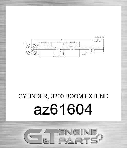 AZ61604 CYLINDER, 3200 BOOM EXTEND