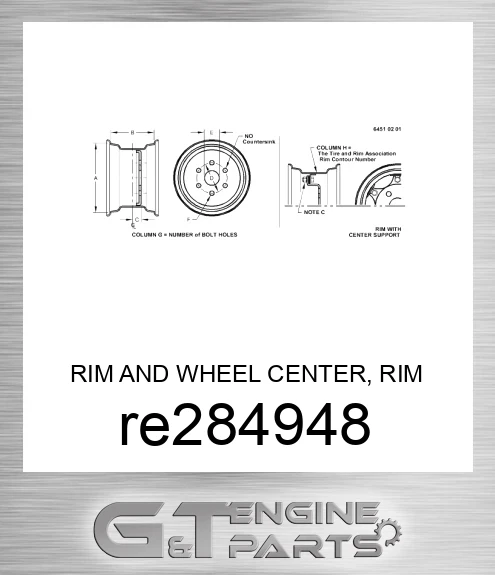 RE284948 RIM AND WHEEL CENTER, RIM DW15LX34