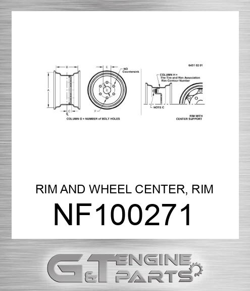 NF100271 RIM AND WHEEL CENTER, RIM W10X24