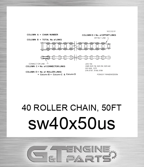 SW40X50US 40 ROLLER CHAIN, 50FT