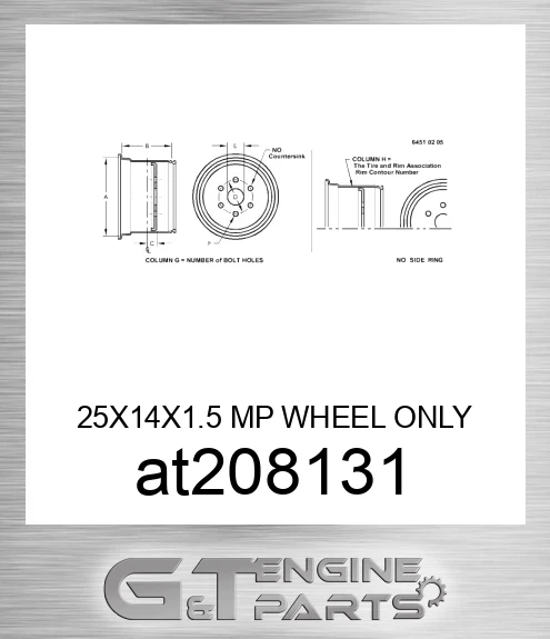 AT208131 25X14X1.5 MP WHEEL ONLY
