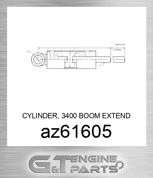 AZ61605 CYLINDER, 3400 BOOM EXTEND