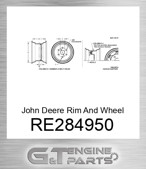 RE284950 John Deere Rim And Wheel Center RE284950