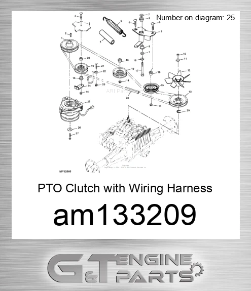 AM133209 PTO Clutch with Wiring Harness