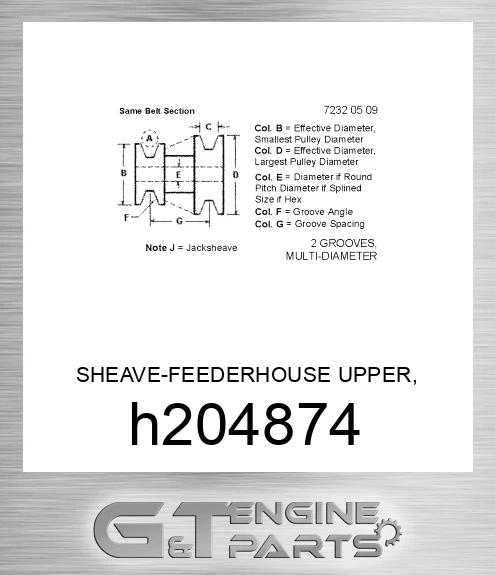 H204874 SHEAVE-FEEDERHOUSE UPPER, FIXED