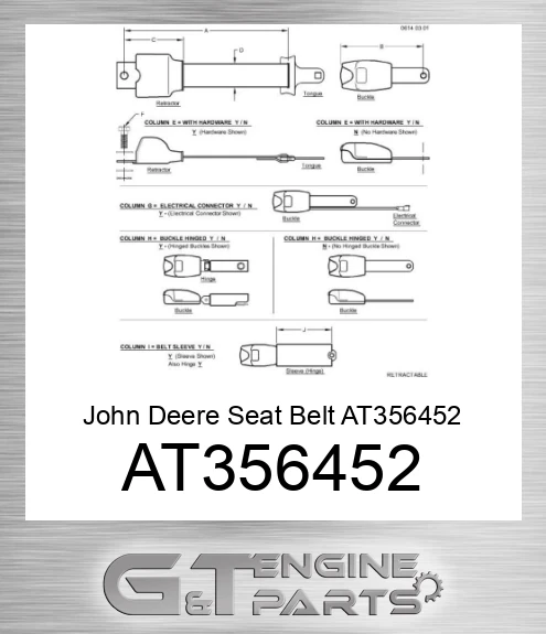 AT356452 John Deere Seat Belt AT356452