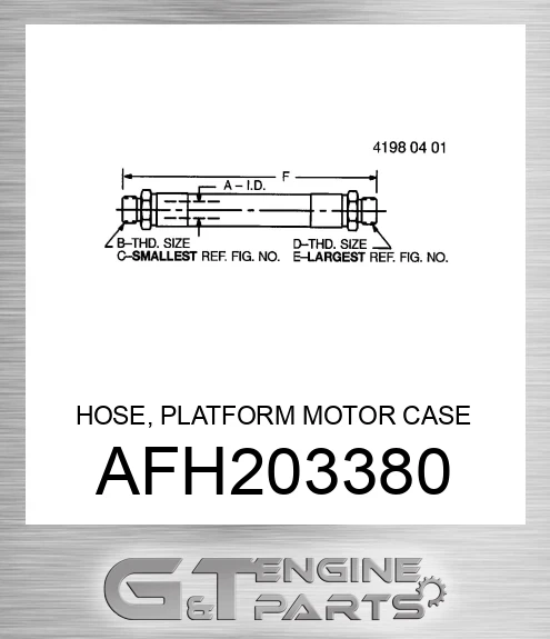 AFH203380 HOSE, PLATFORM MOTOR CASE DRAIN