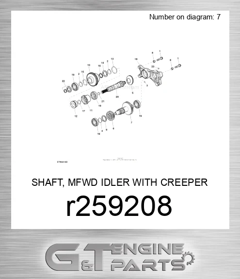 R259208 SHAFT, MFWD IDLER WITH CREEPER