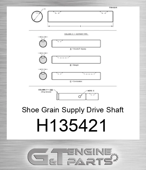 H135421 Shoe Grain Supply Drive Shaft
