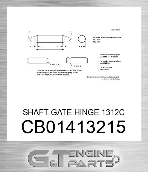 CB01413215 SHAFT-GATE HINGE 1312C