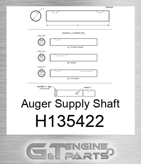H135422 Auger Supply Shaft