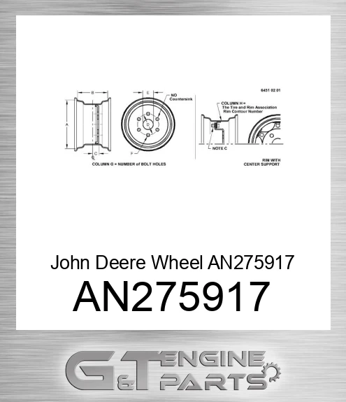 AN275917 John Deere Wheel AN275917