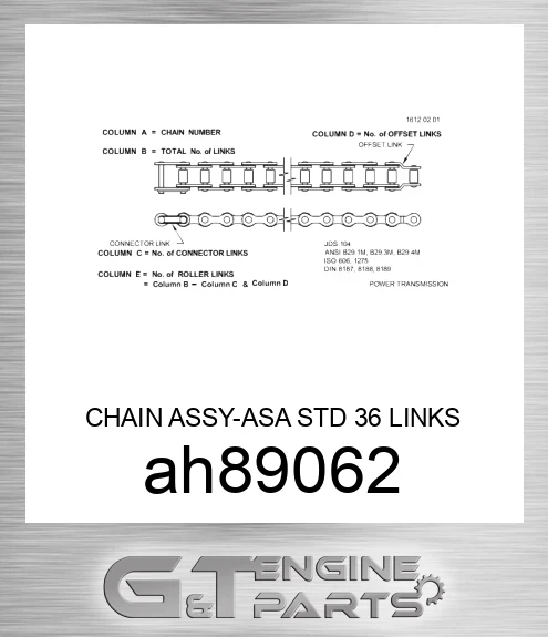 AH89062 CHAIN ASSY-ASA STD 36 LINKS