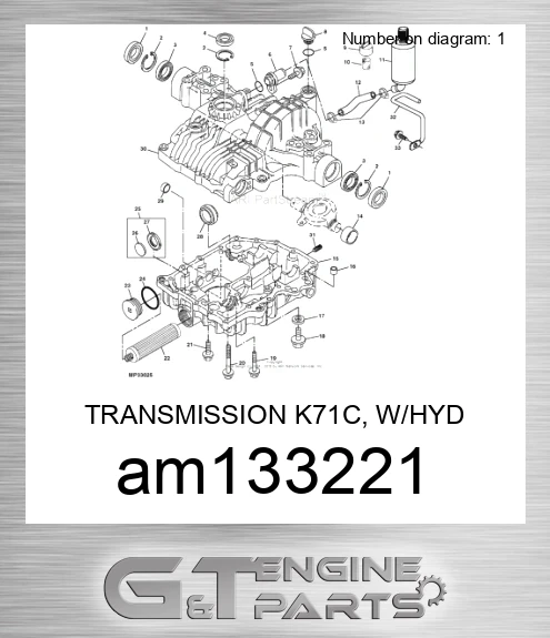 AM133221 TRANSMISSION K71C, W/HYD W/DIFFLOCK