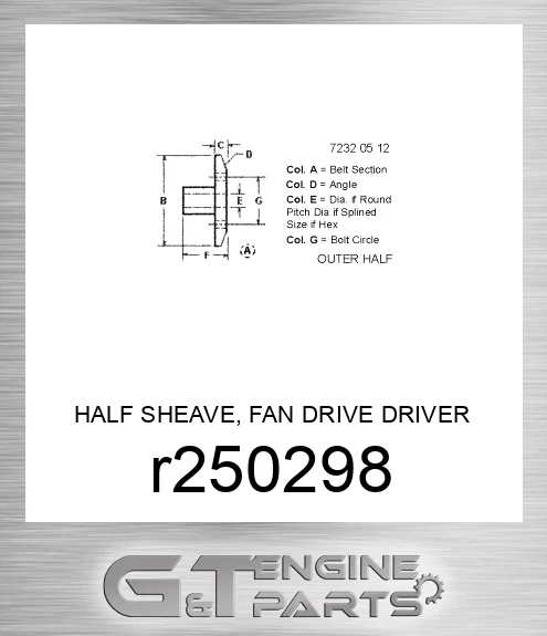 R250298 HALF SHEAVE, FAN DRIVE DRIVER