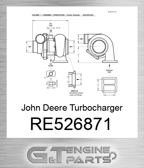 RE526871 John Deere Turbocharger RE526871