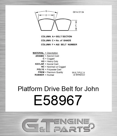 E58967 Platform Drive Belt for Swather,